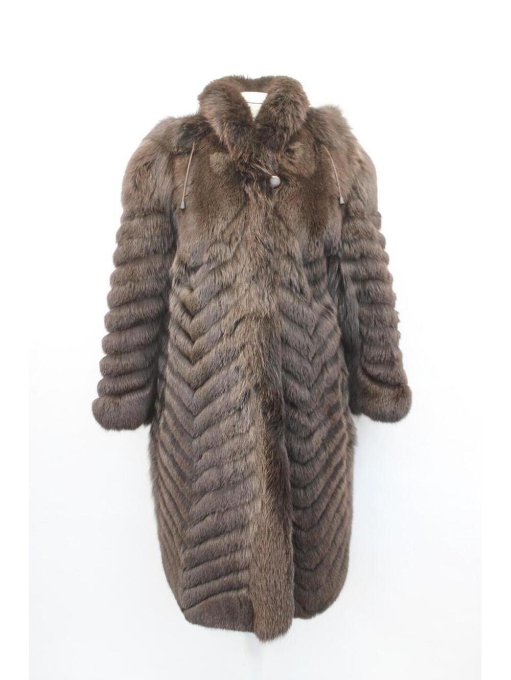 Excellent Brown Fox Fur Coat Jacket Women Woman Size 6-8 S-M W/Hood